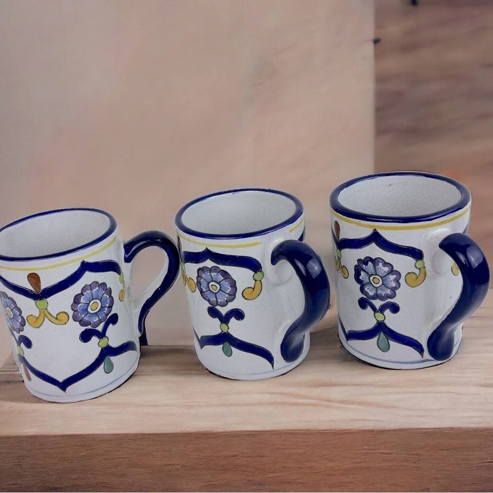 Mexican Mug talavera Mug Large , Talavera Puebo Tea/Coffee 6 inch tall set of 3